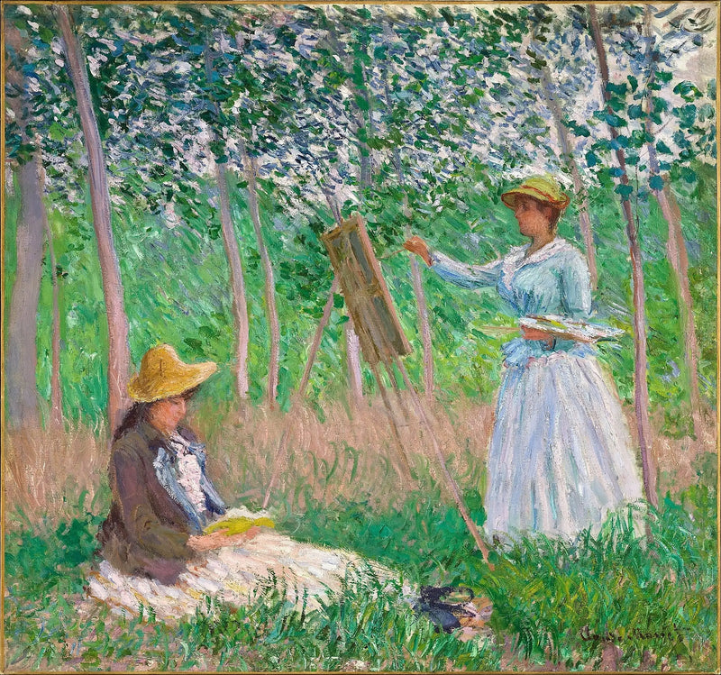 Suzanne læser og Blanche maler - Claude Monet
