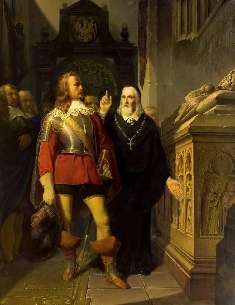 Szymon Starowolski og Charles Gustav foran Władysław Łokieteks grav. - Jan Matejko