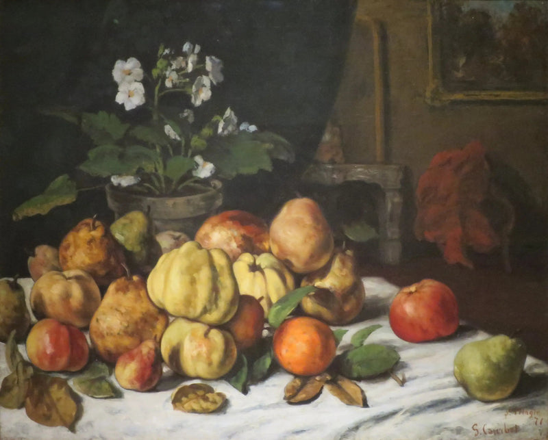 Havebord med frugt - Gustave Courbet