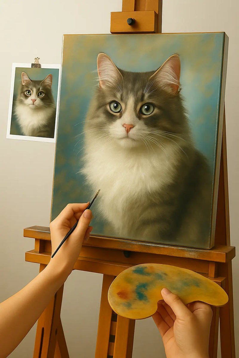 🎨 Personligt kattemaleri – Unikt oliemaleri
