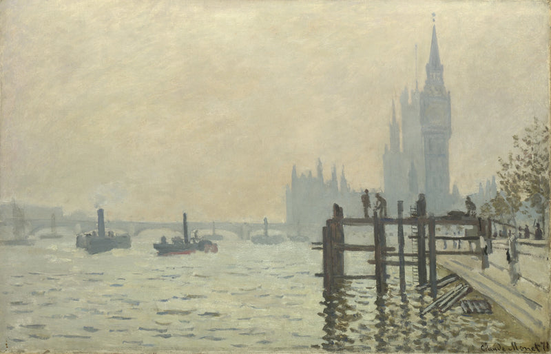 Themsen nedstrøms fra Westminster W166 - Claude Monet