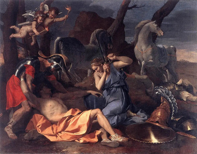Tancrède og Herminie - Nicolas Poussin