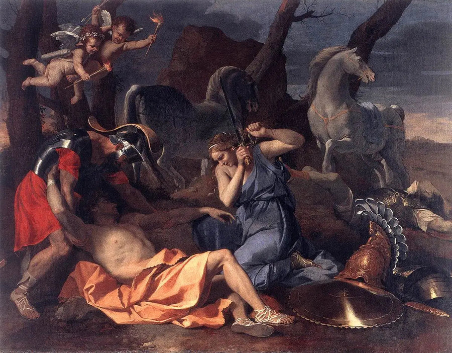 Tancrède og Herminie - Nicolas Poussin