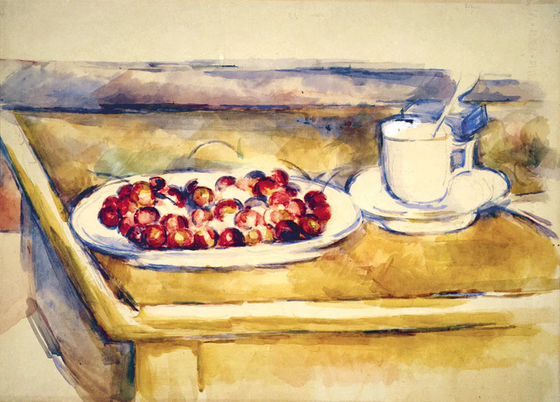 Kop og fad med kirsebær - Paul Cézanne