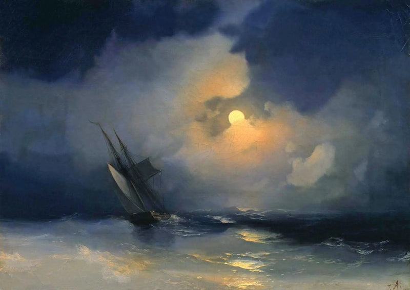 Storm på havet en fuldmånenat - Ivan Aïvazovski