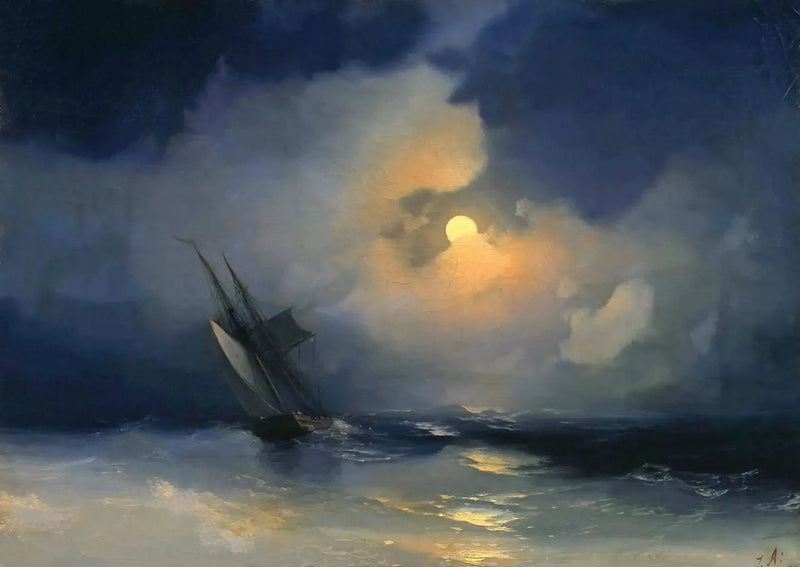 Storm på havet en fuldmånenat - Ivan Aïvazovski