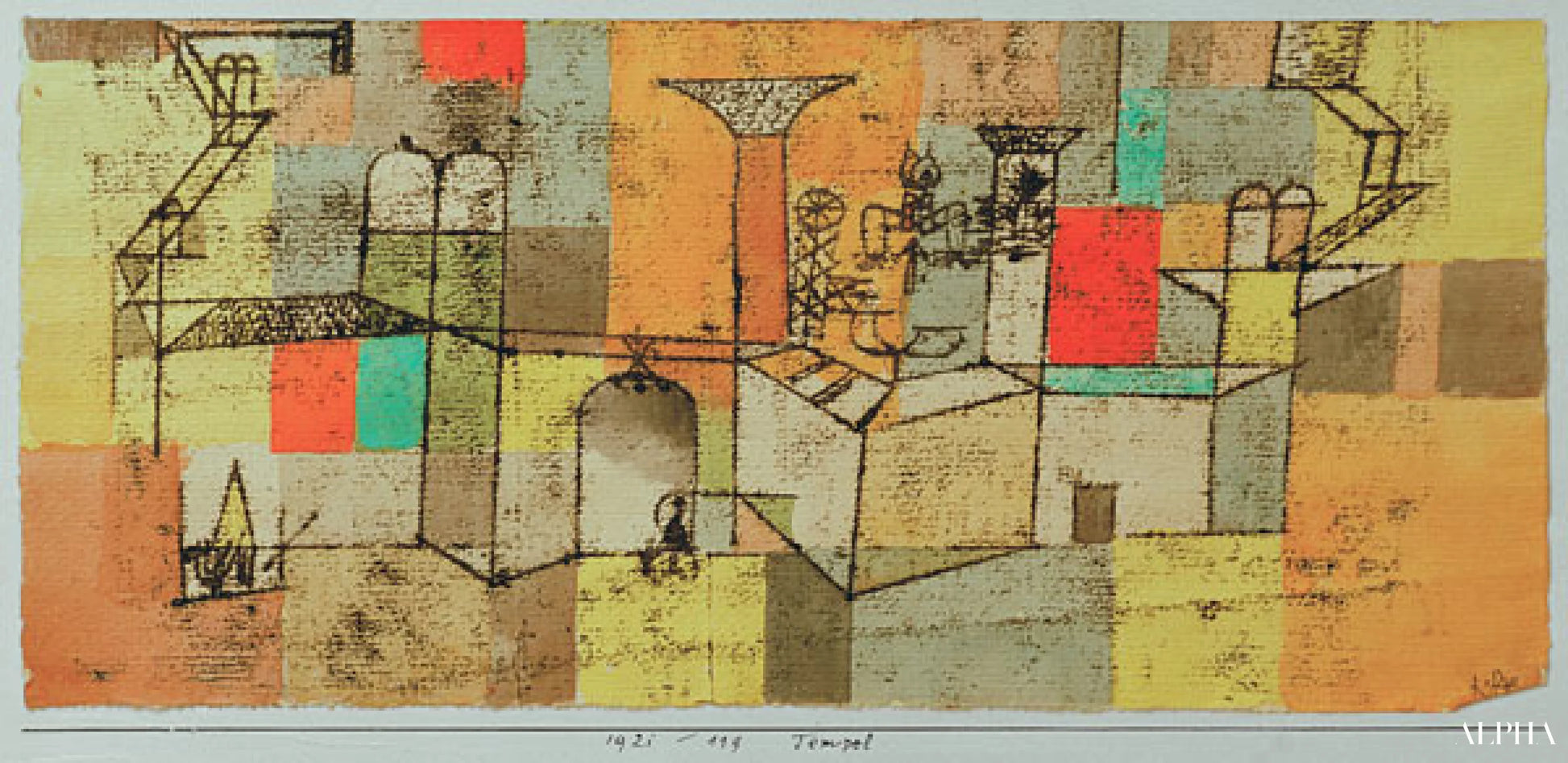 Tempel, 1921.119 - Paul Klee - Reproduktioner af malerier og højkvalitets malerier