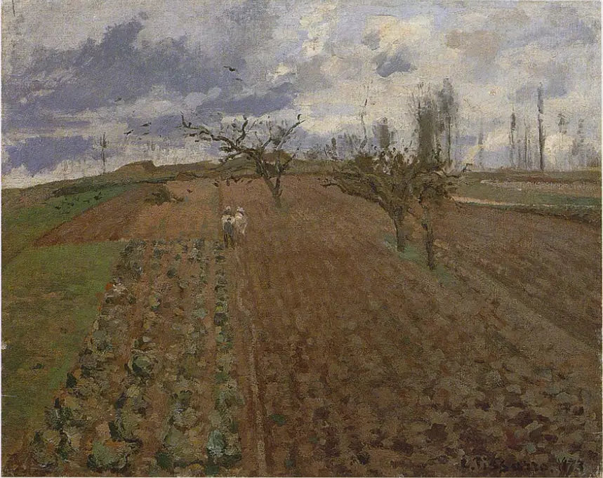 Arbejdede jorde nær Osny - Camille Pissarro