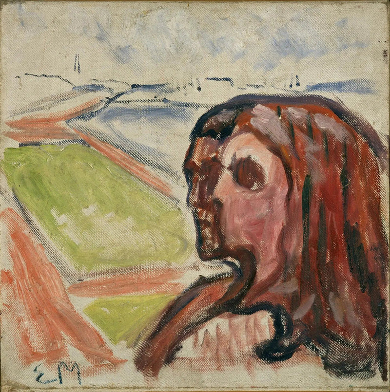 Hoved mod hoved i et landskab - Edvard Munch
