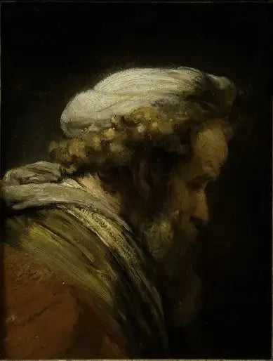 Mandshoved med turban - Rembrandt