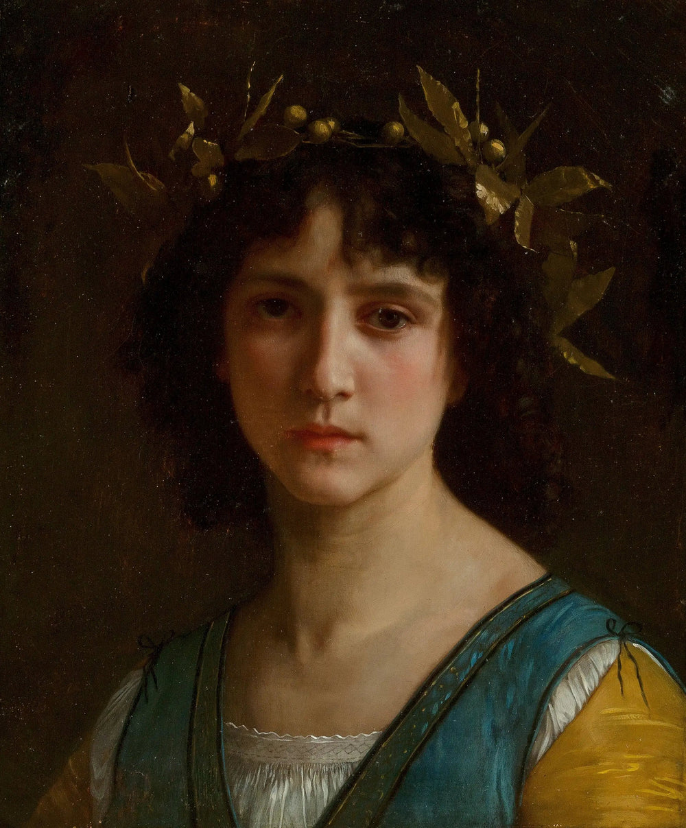 Tête d'Italienne avec une couronne de laurier - Bouguereau image 1 reproduction de peinture à l’huile