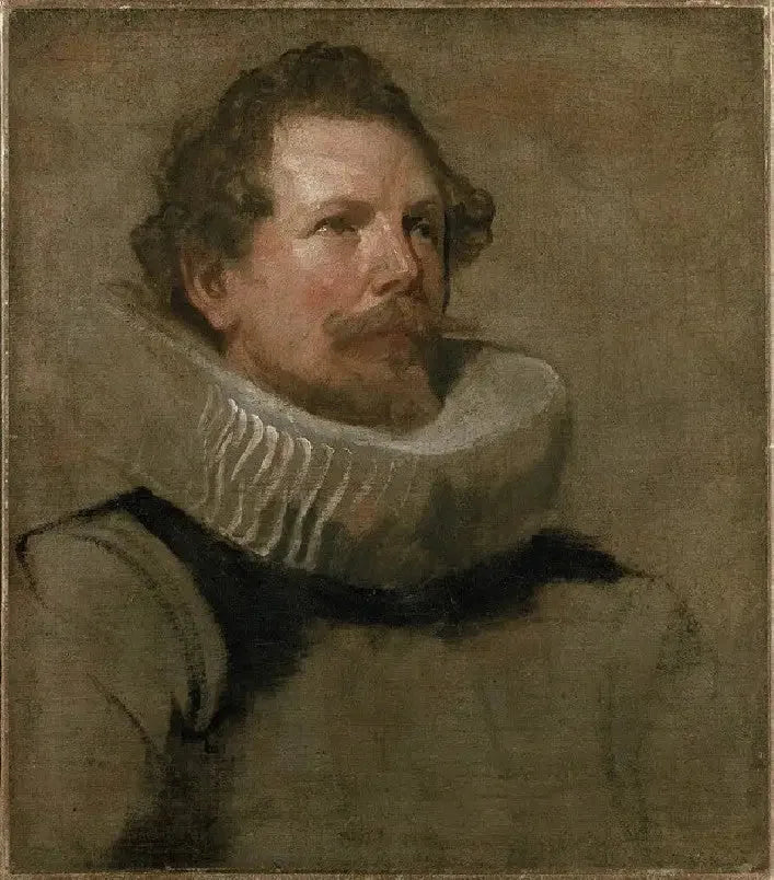 Hoved af en skægget mand med en frisure med hjul - Antoine van Dyck