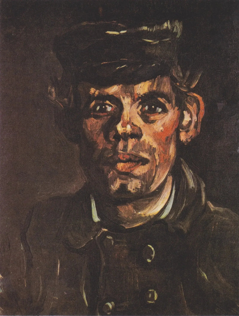 Hovedet af en ung bonde med kasket med skygge - Vincent van Gogh