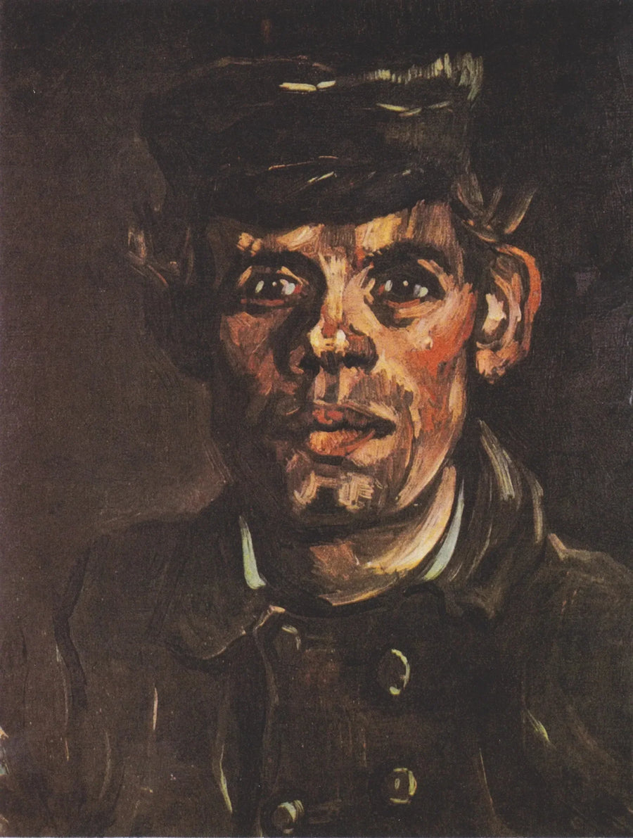 Hovedet af en ung bonde med kasket med skygge - Vincent van Gogh