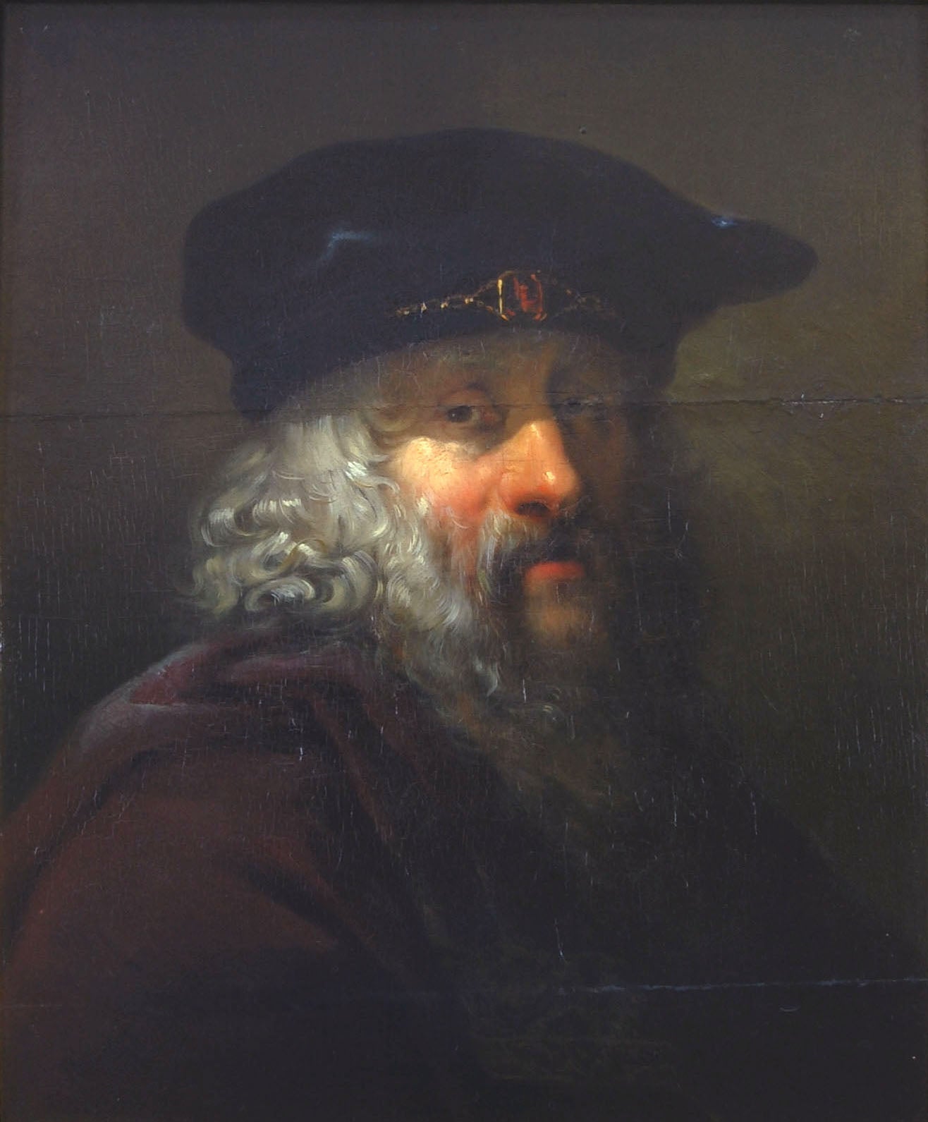 Tête d'un vieil homme avec un béret sur la tête - Ary Scheffer image 1 reproduction d’œuvre d’art à l’huile