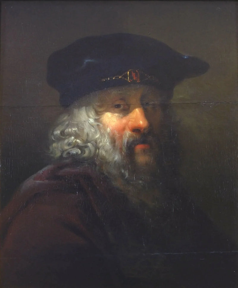 En gammel mands hoved med en beret på hovedet - Ary Scheffer