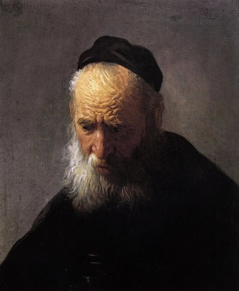 Hovedet af en gammel mand med en kasket - Rembrandt