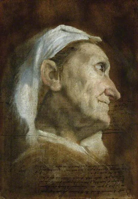 En ældre kvindes hoved - Annibale Carracci