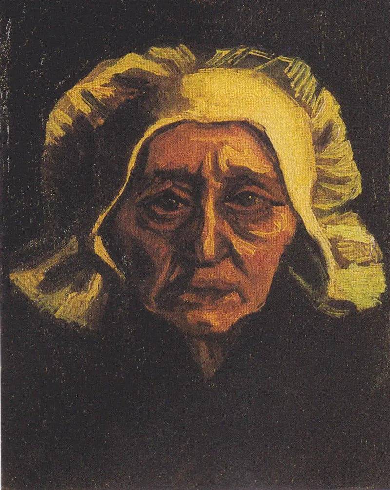 Hovedet af en gammel bondekone med hvid hue - Vincent van Gogh