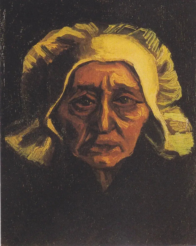 Hovedet af en gammel bondekone med hvid hue - Vincent van Gogh