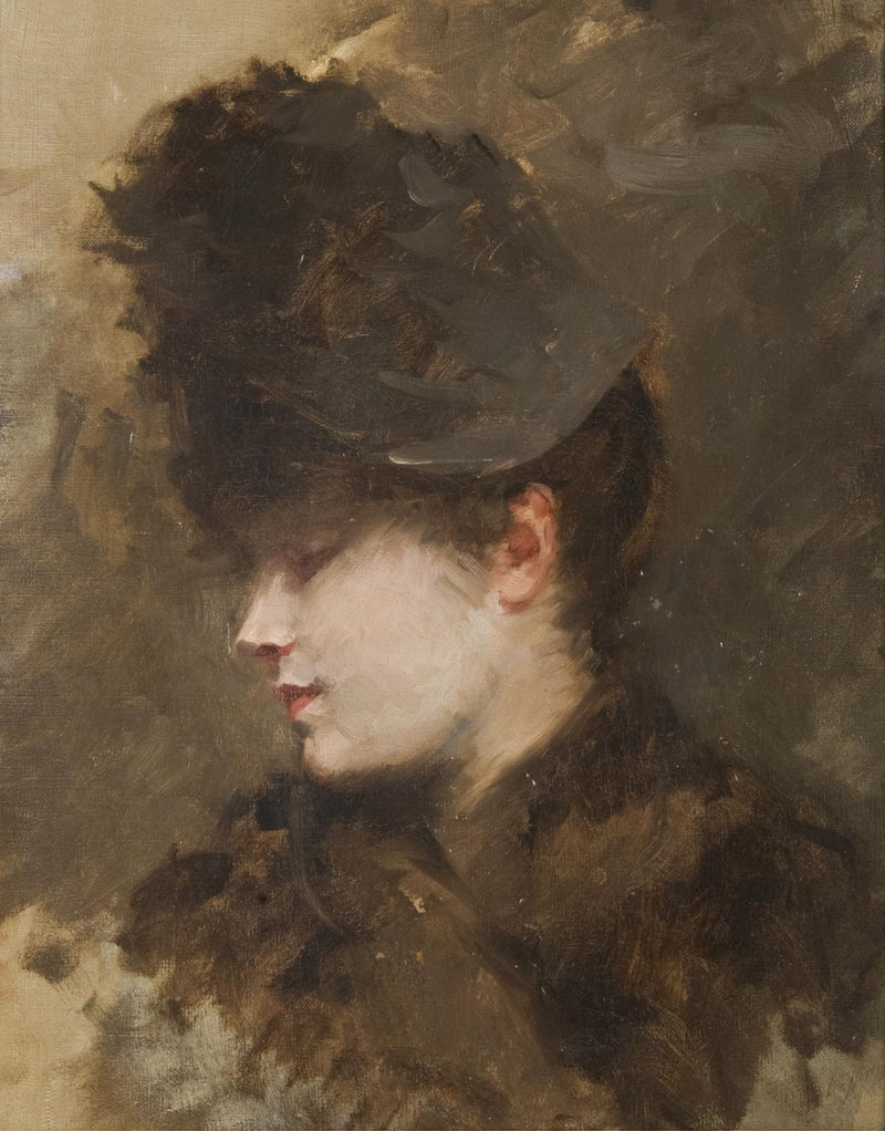 Kvindehoved med hat, i profil - Giuseppe De Nittis