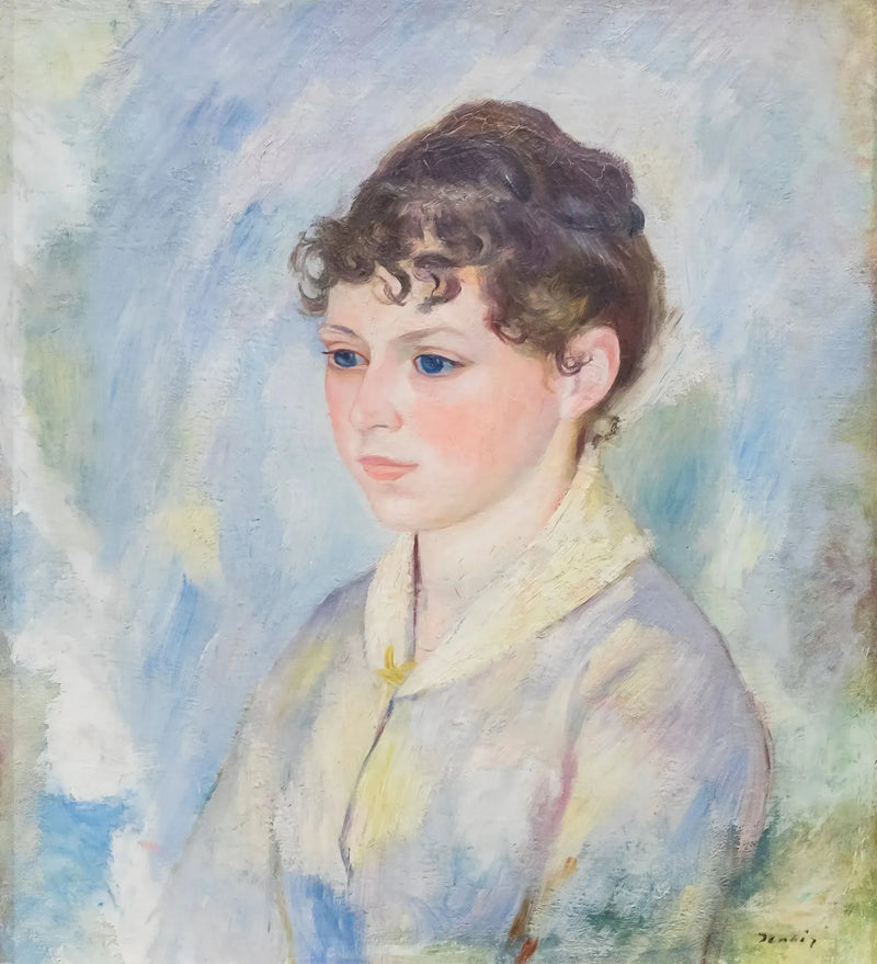 Ung pigeansigt på lys blå baggrund - Pierre-Auguste Renoir