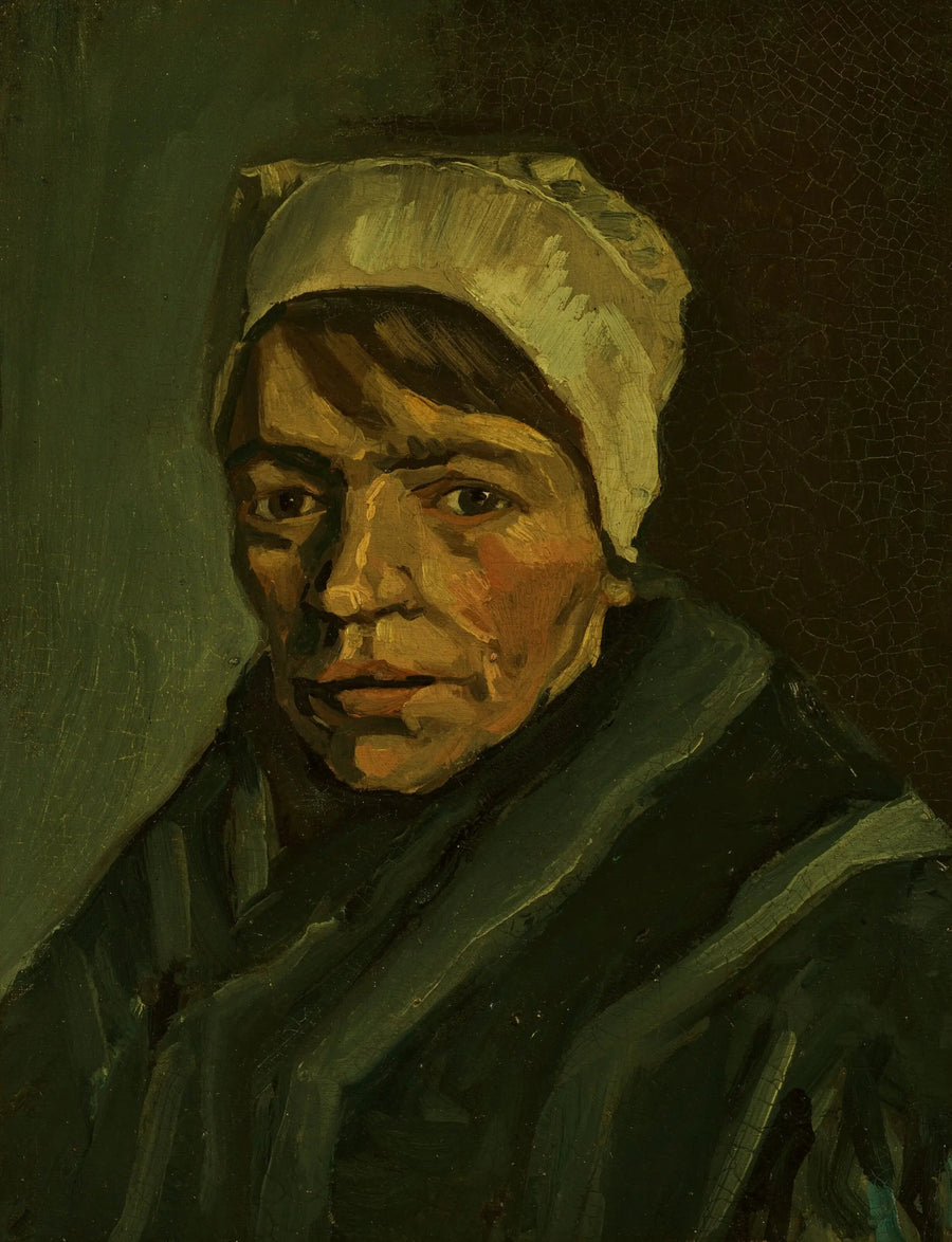 Bondekvindehoved med hvid hue - Vincent van Gogh
