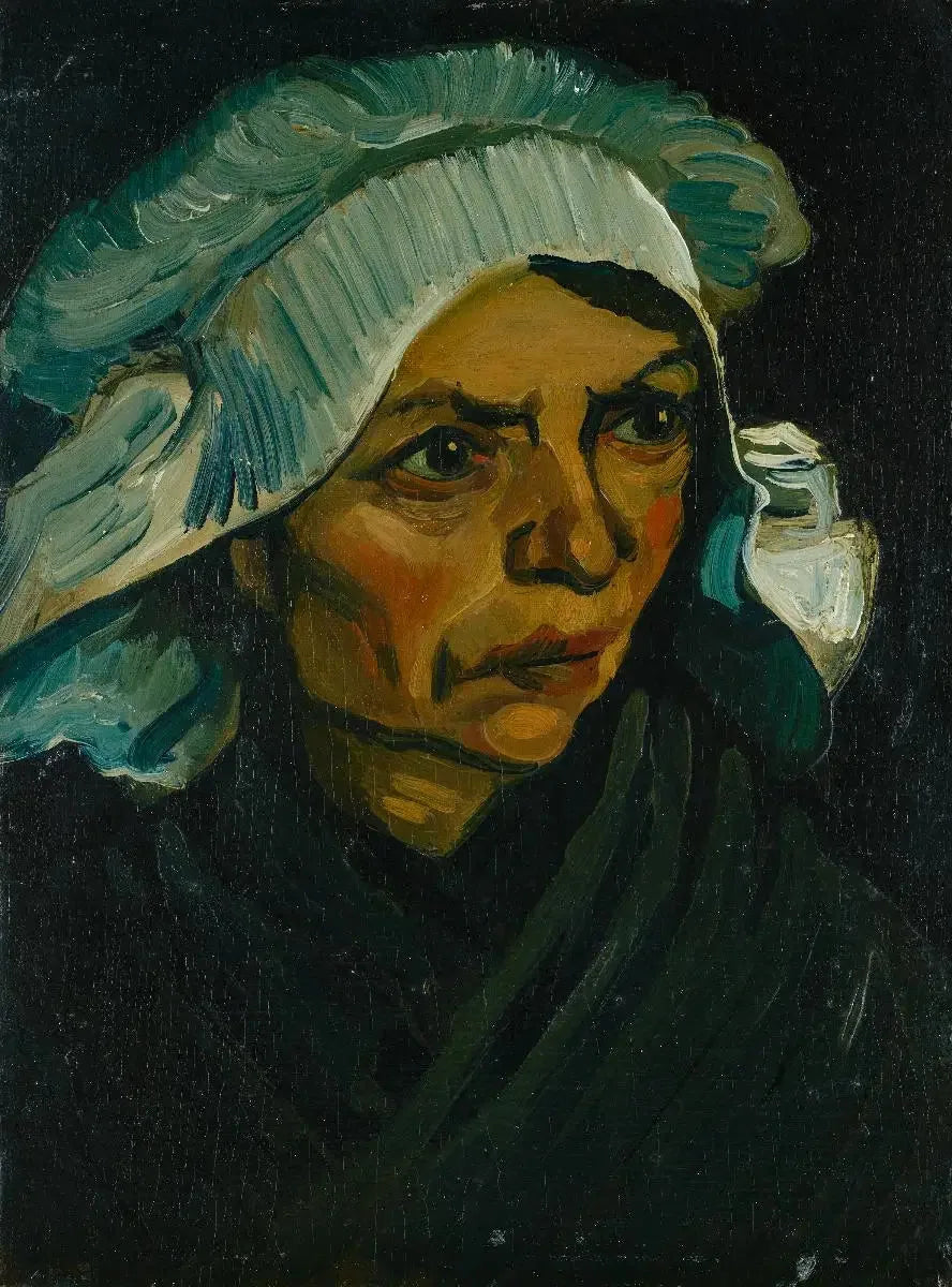 Bondekvindehoved med hvid hue - Vincent van Gogh