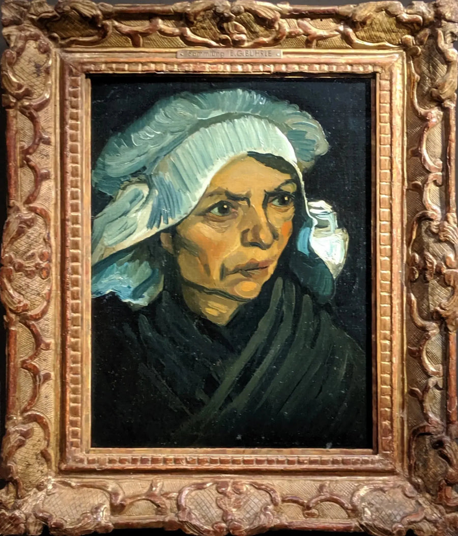 Bondekvindehoved med hvid hue - Vincent van Gogh