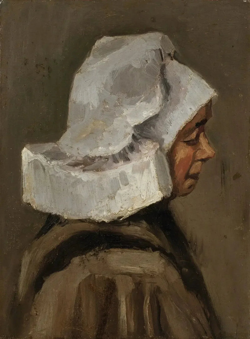 Bondekvindehoved med hvid hue - Vincent van Gogh