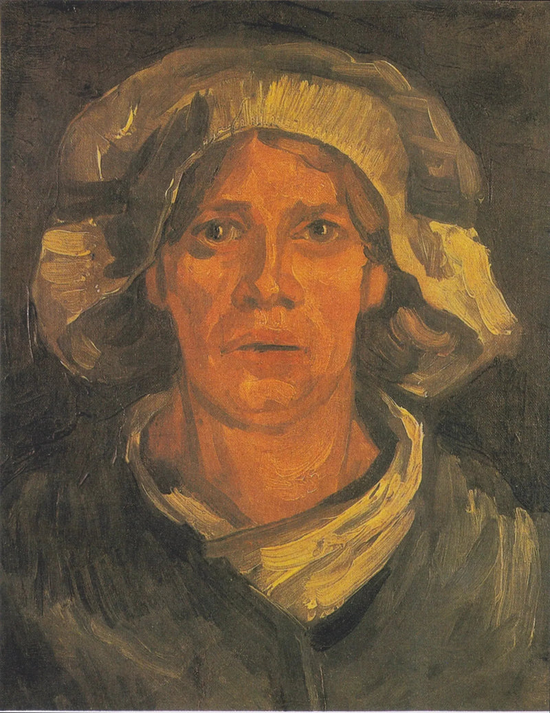 Bondekvindehoved med hvid hue - Vincent van Gogh