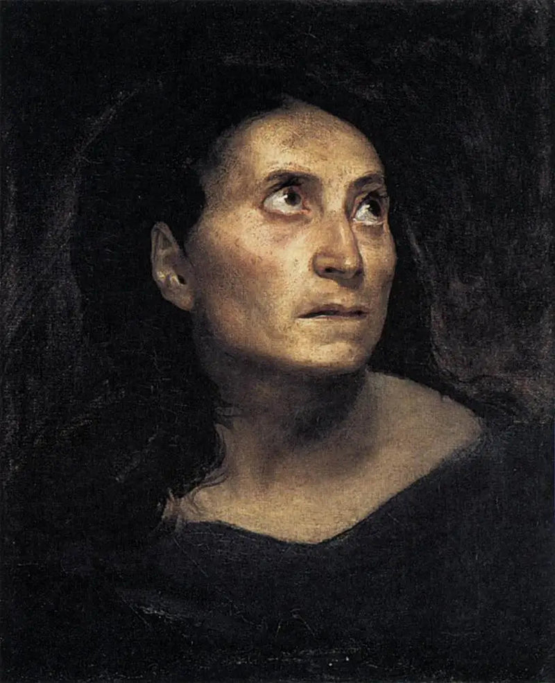 Hoved af gammel kvinde - Eugène Delacroix