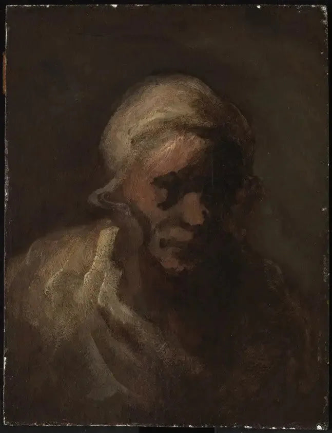 Ældre kvindes hoved - Honoré Daumier