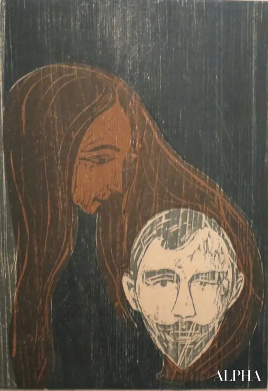 Tête d'homme avec des cheveux de femme de Edvard Munch - Reproductions de tableaux et peintures haut de gamme