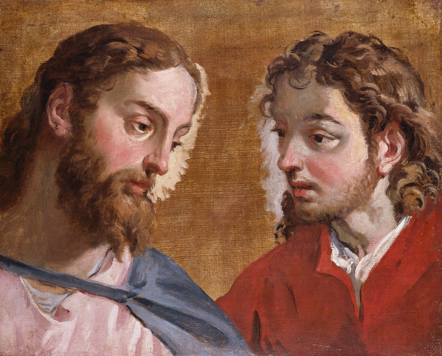 Kristushovedet og en apostel (Sankt Johannes) - Sebastiano Ricci
