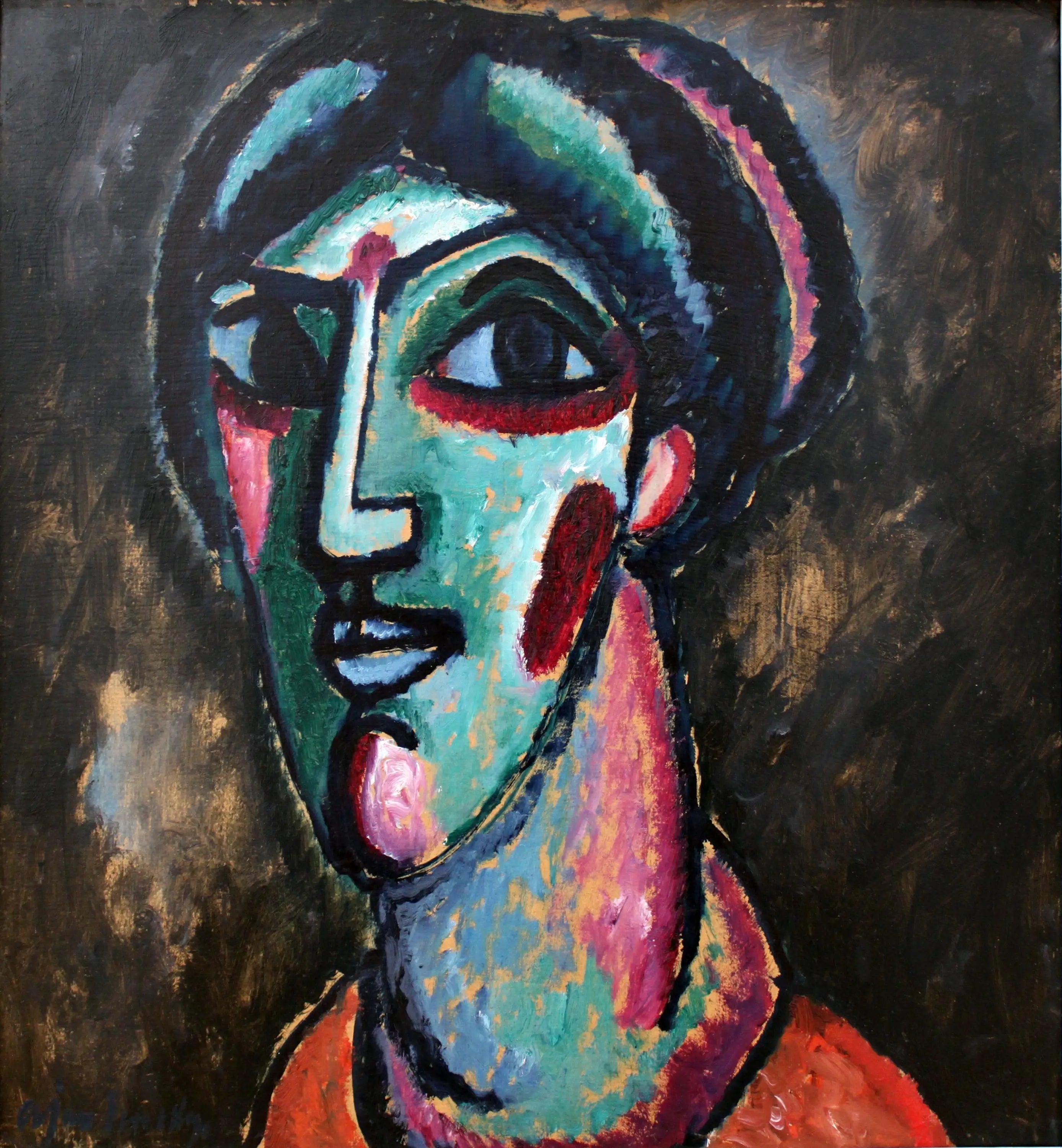 Tête en noir et vert - Alexej von Jawlensky - Alpha Reproduction