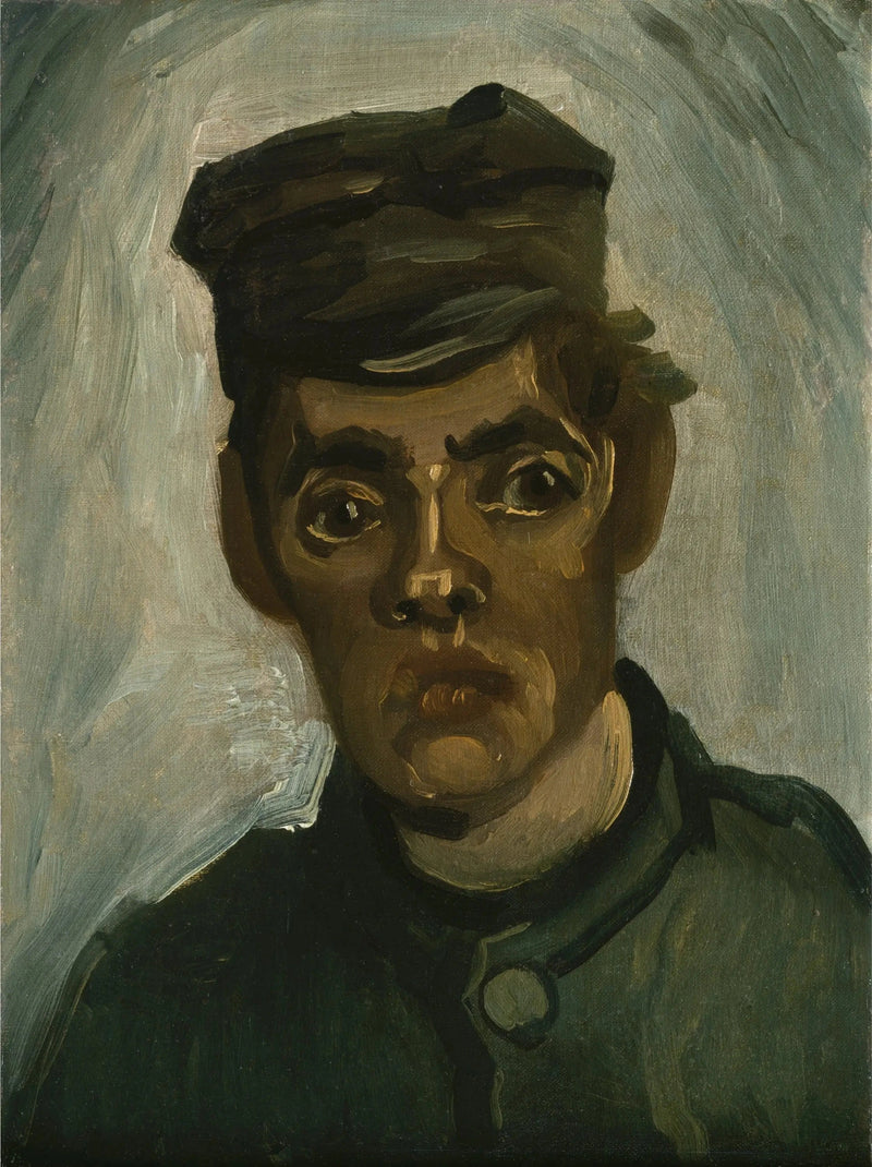 Hovedet af en ung bonde med en kasket - Vincent van Gogh