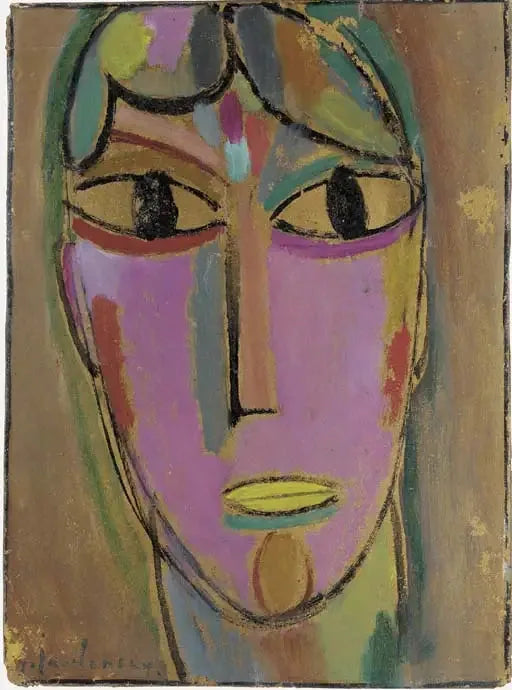 Mystisk hoved: Kvindehoved - gul mund - Alexej von Jawlensky