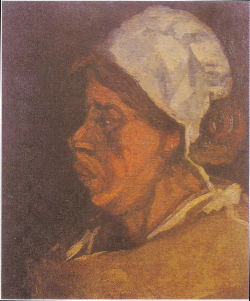 Bondekvindehoved med hvid hue - Vincent van Gogh