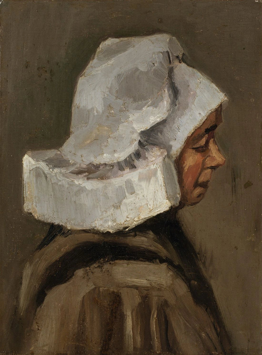 Bondekvindehoved med hvid hue - Vincent van Gogh