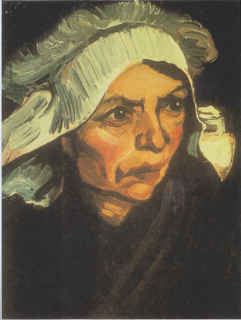 Bondekvindehoved med hvid hue - Vincent van Gogh