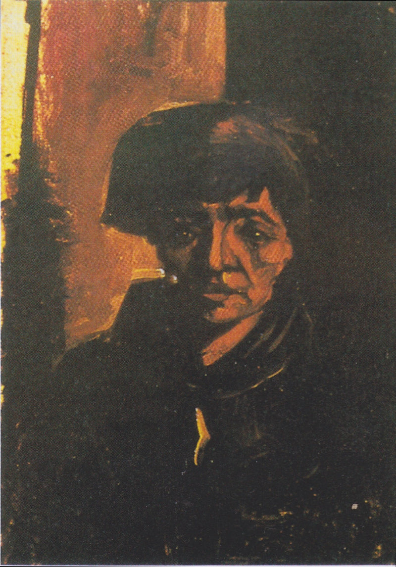 Bondekvindehoved med sort hue - Vincent van Gogh