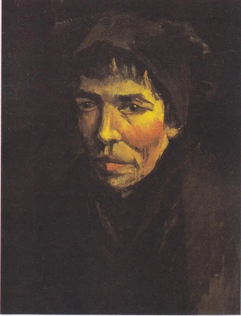 Bondekvindehoved med sort hue - Vincent van Gogh