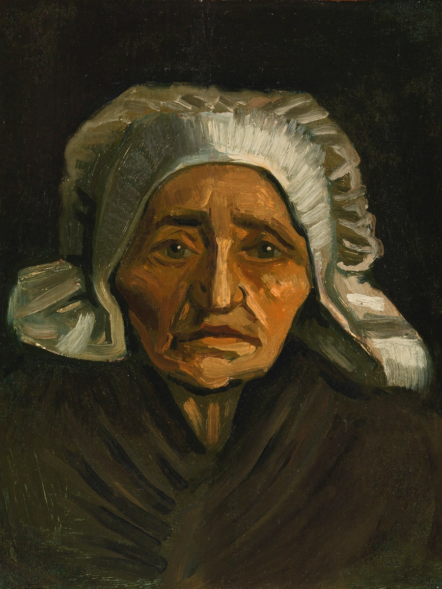 Bondekvindehoved med hvid hovedbeklædning - Vincent van Gogh