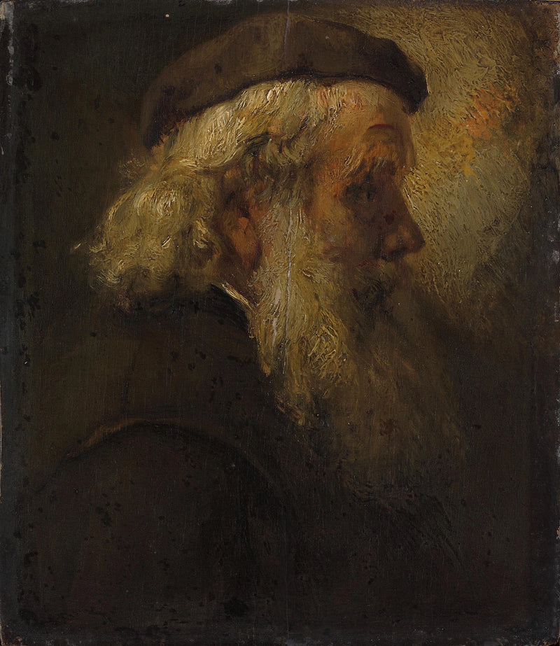 Hovedet af en gammel skægget mand - Rembrandt