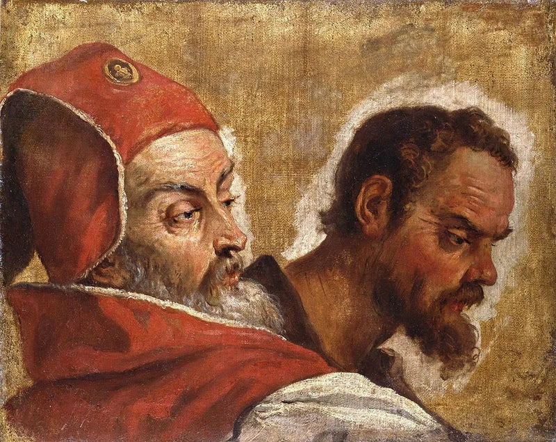 Hoved af to mænd: en skriver eller en farisæer og en apostel? - Sebastiano Ricci
