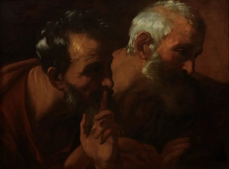Hovedet af to ældre mænd (fragment af Suzanne et les vieillards) - Guido Reni