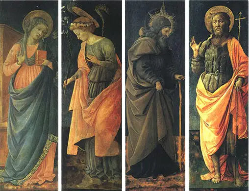 Annunciationen, helgener Anthony Abate, Johannes Døberen - Fra Filippo Lippi