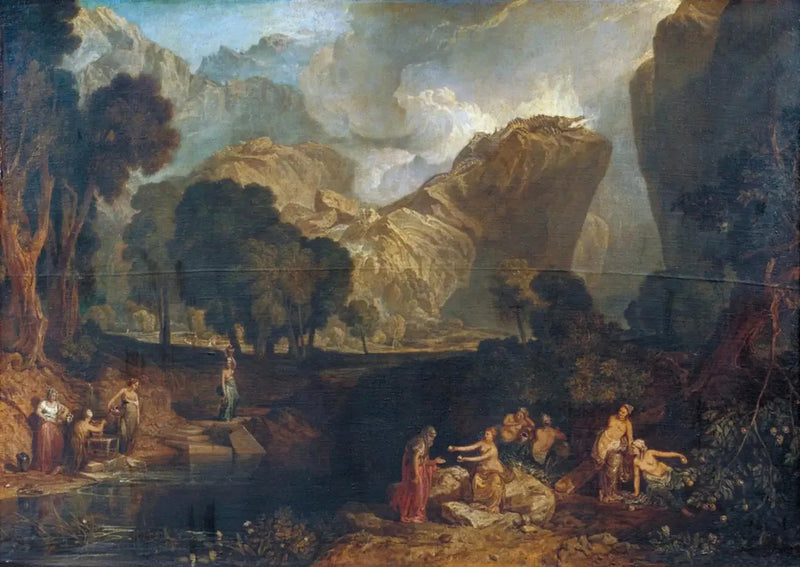 Discordens Gudinde Vælger Kontroversens Æble i Hesperidernes Have - J. M. W. Turner
