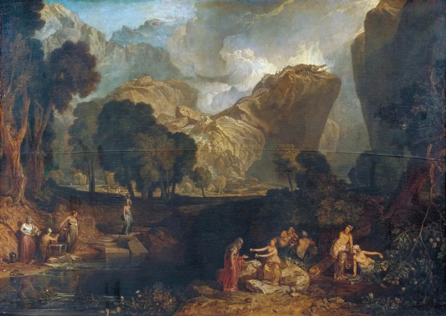 Discordens Gudinde Vælger Kontroversens Æble i Hesperidernes Have - J. M. W. Turner